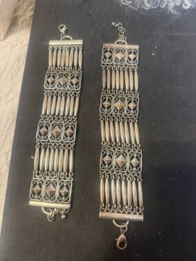 Silver-Tone Geometric Link Bracelet - Women Jewelry-sold separate see notes